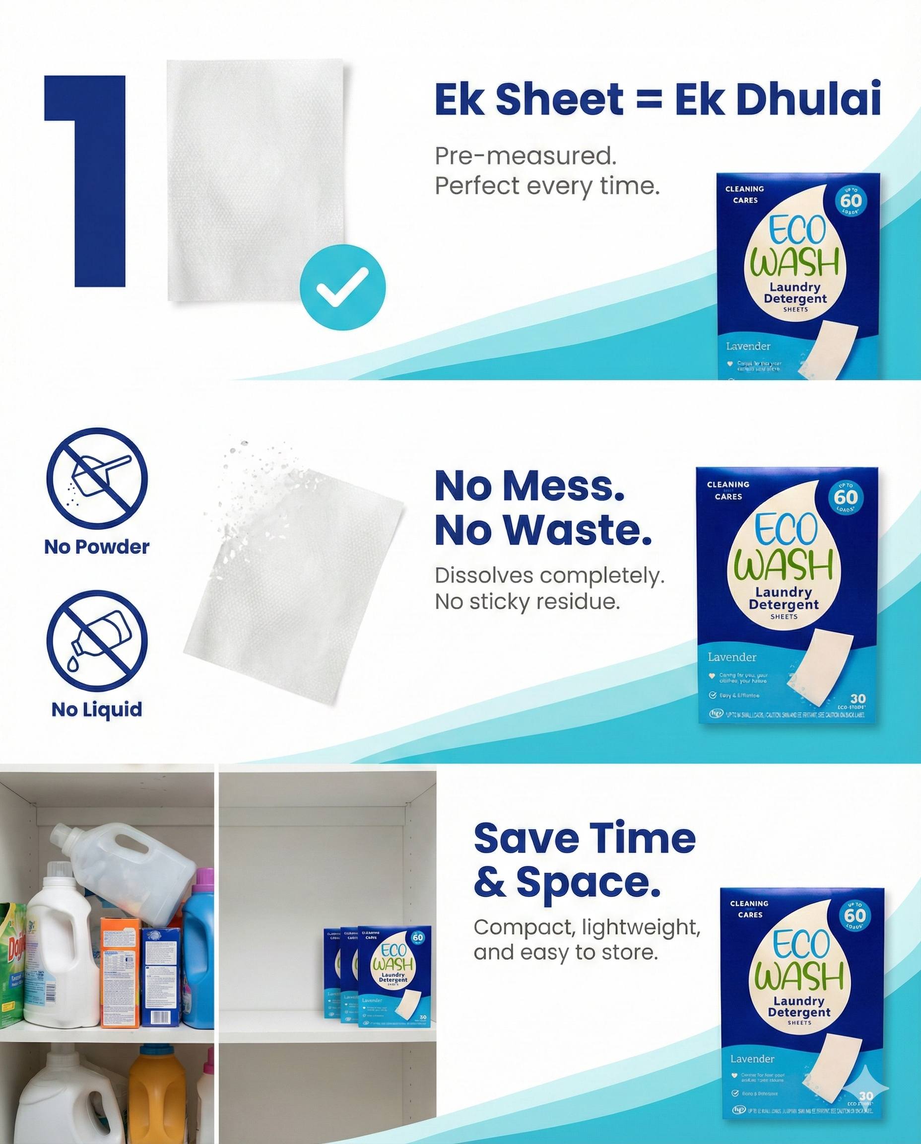 Eco Wash Laundry Detergent Sheets